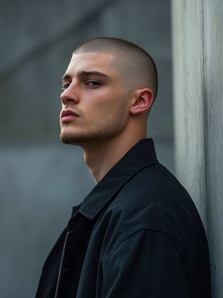 0 guard buzz cut on Black hair with high taper and line-up