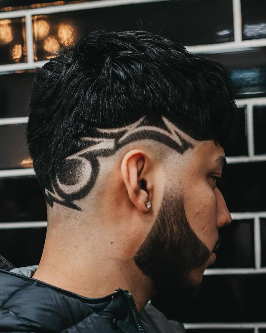 long top styled boldly, tapered sides.