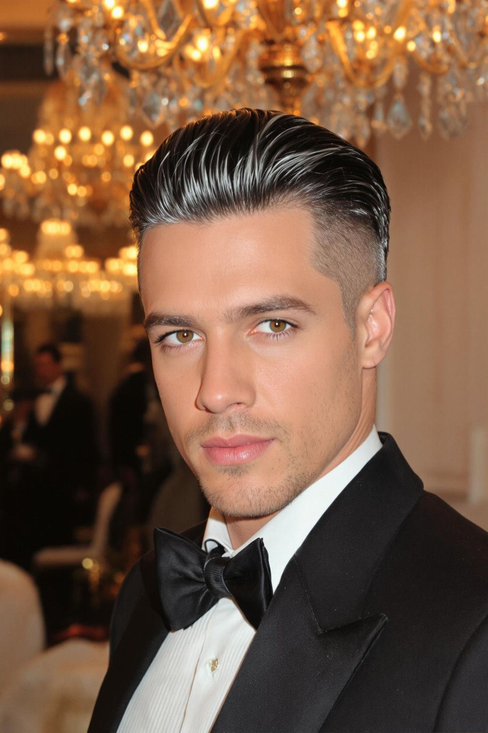 Curly hair styled with a burst fade undercut for men