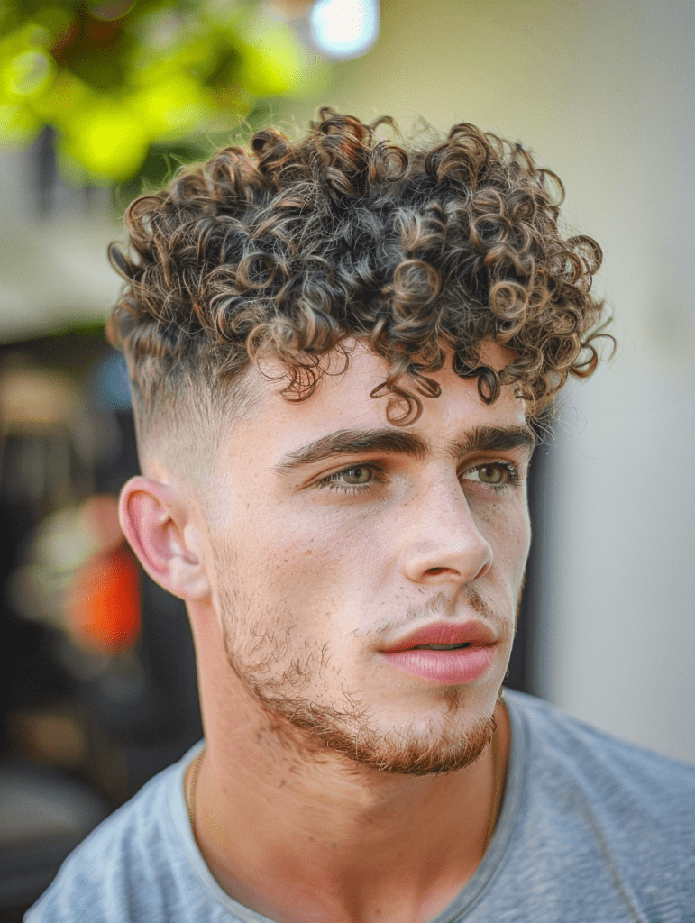 Low burst fade curly hair for a subtle, professional look