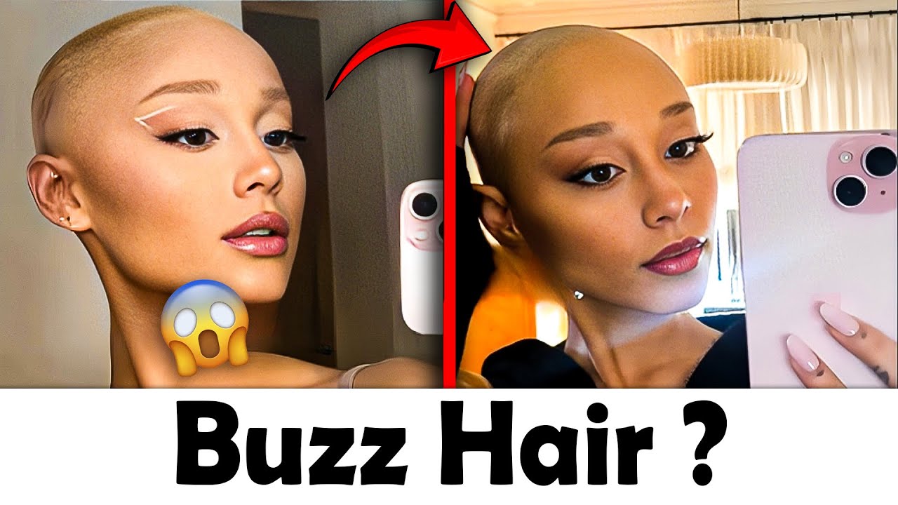 Ariana Grande sporting her iconic 2025 buzz cut