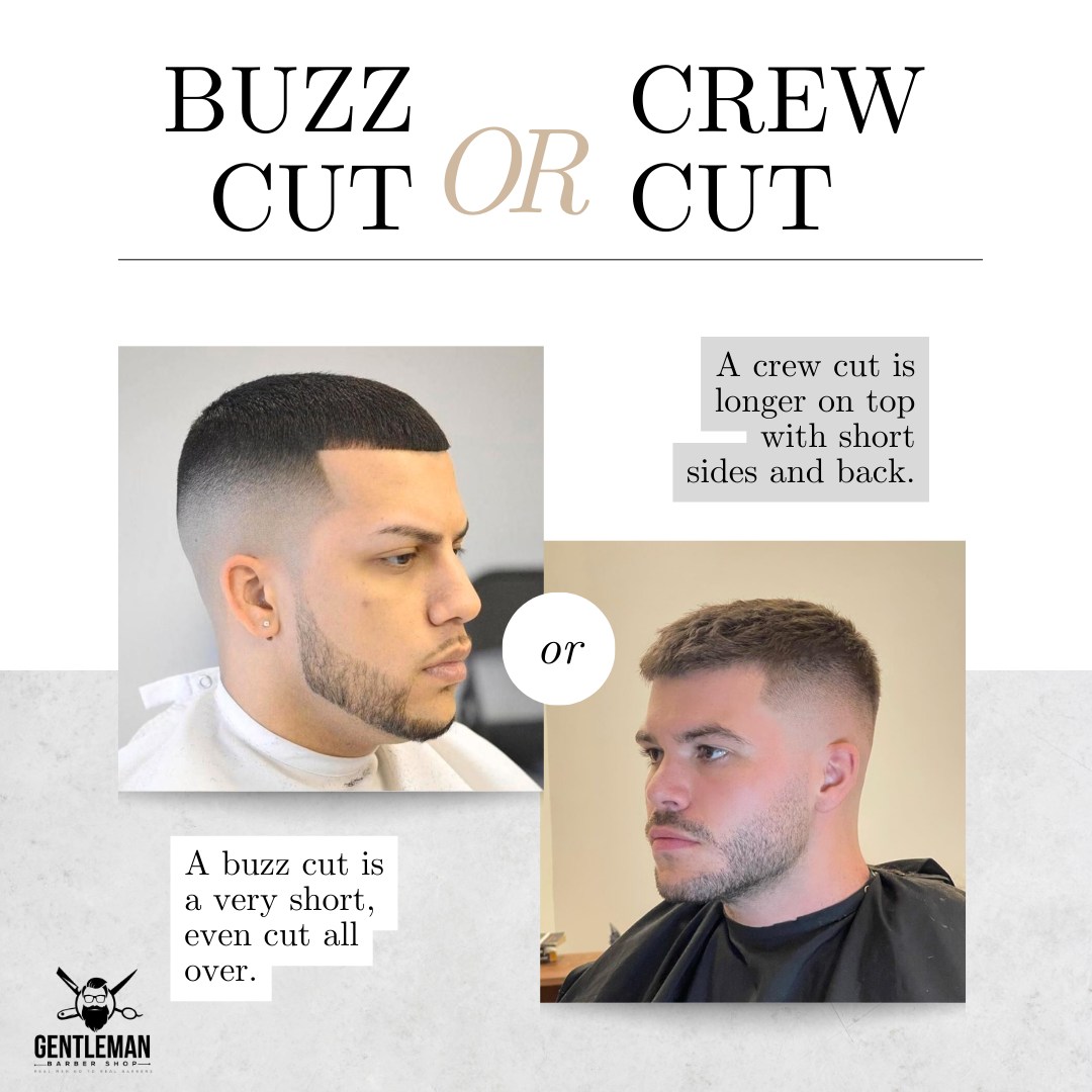 Man with a classic crew cut hairstyle featuring short sides and a tapered top, styled forward for a polished look.