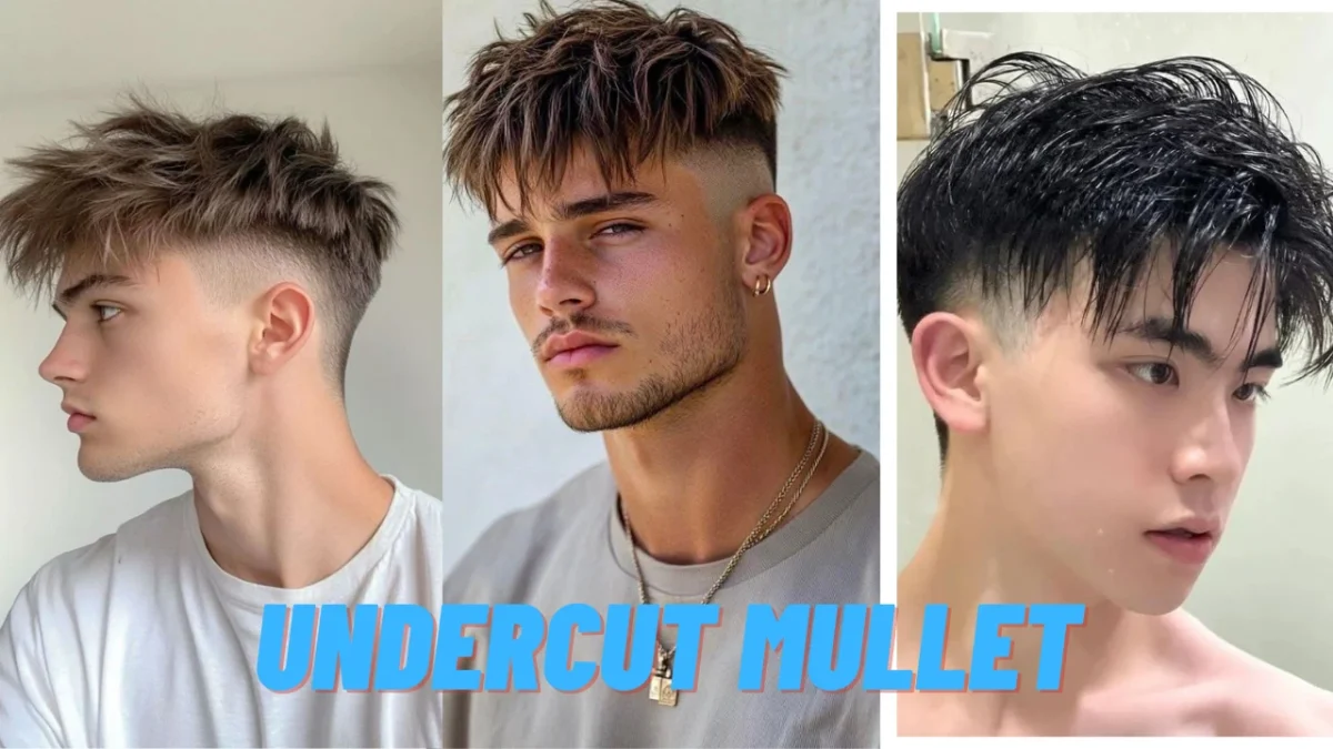 Close-up of a modern mullet with textured top, shaved sides mullet, and a neatly styled longer back, perfect for trendy men’s hairstyles.